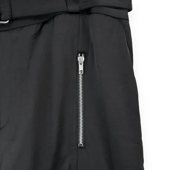 Saint Art Courtney Mid Rise Charmeuse Pant - Black Loose Fit Satin Cargo Pants - Picture 6 of 14